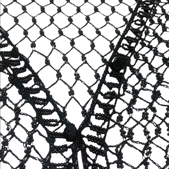 Beaded Crochet Fishnet Button-front Cardigan - Picture 2 of 2